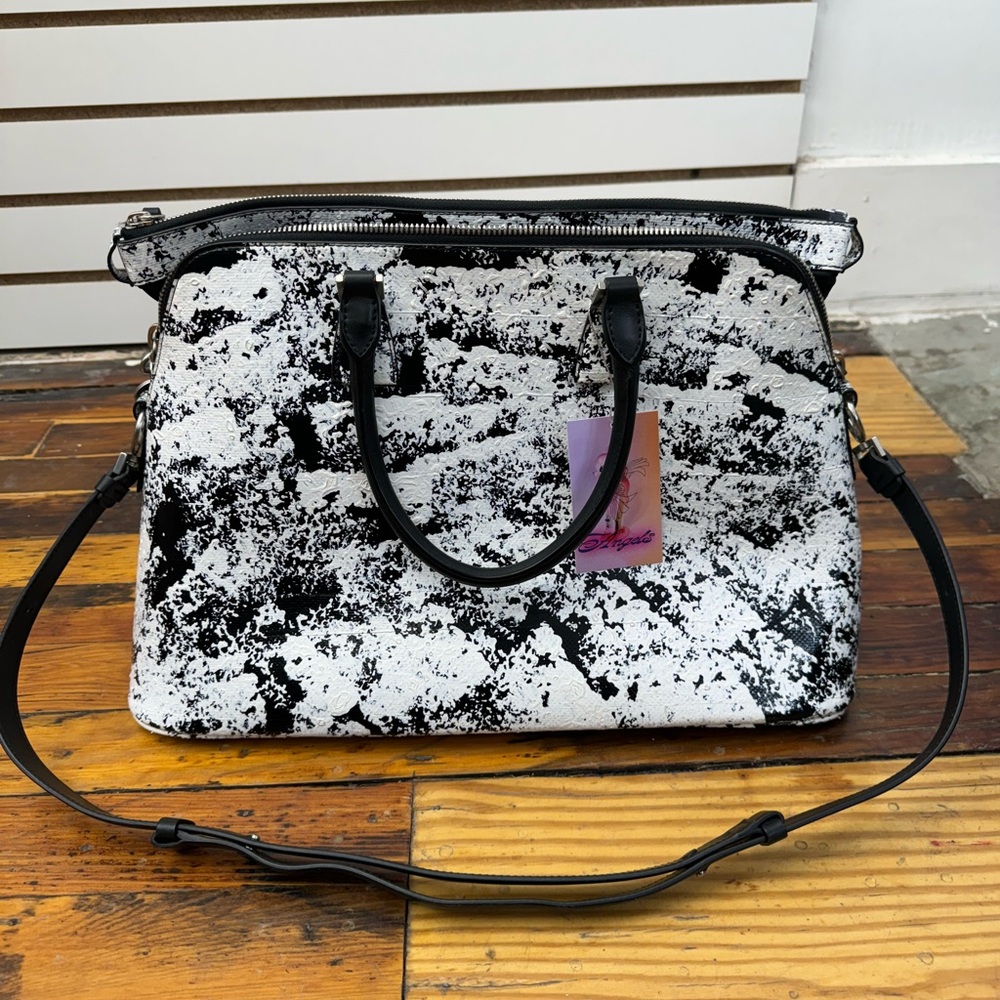 Maison Margiela - black and white paint splatter leather bag - brand new